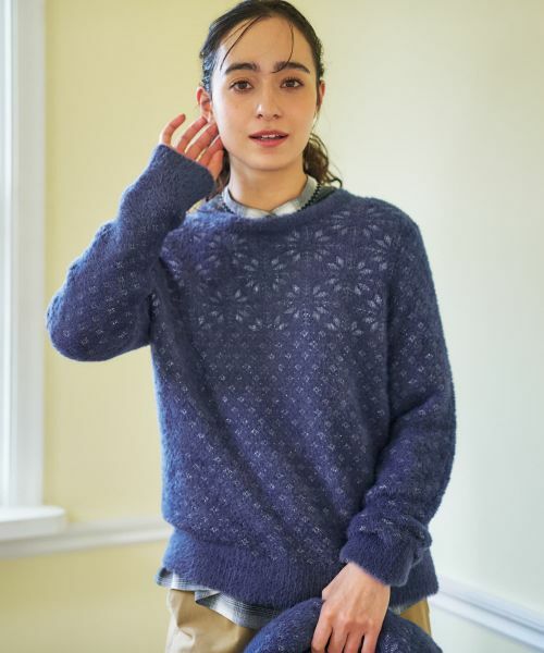 CARA O CRUZ / キャラ・オ・クルス ニット・セーター | スノーフレーク柄シャギーニット | 詳細3