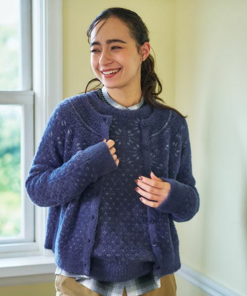 CARA O CRUZ / キャラ・オ・クルス カーディガン・ボレロ | スノーフレーク柄シャギーカーディガン | 詳細1