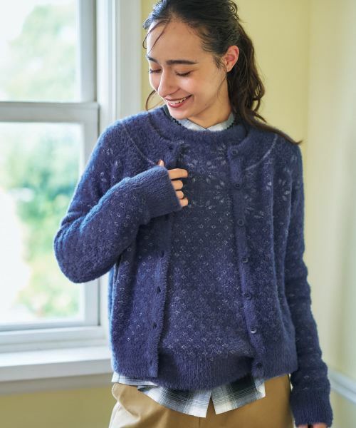 CARA O CRUZ / キャラ・オ・クルス カーディガン・ボレロ | スノーフレーク柄シャギーカーディガン | 詳細2