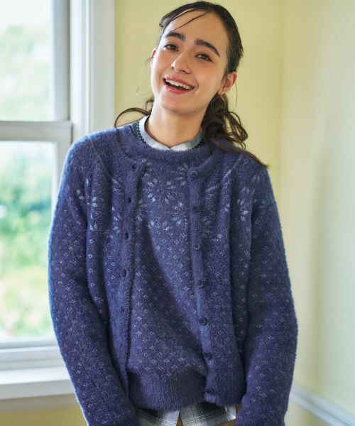 CARA O CRUZ / キャラ・オ・クルス カーディガン・ボレロ | スノーフレーク柄シャギーカーディガン | 詳細3