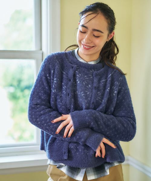 CARA O CRUZ / キャラ・オ・クルス カーディガン・ボレロ | スノーフレーク柄シャギーカーディガン | 詳細4