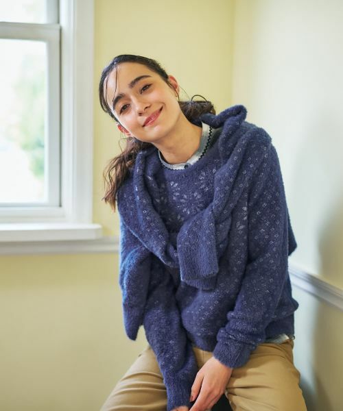 CARA O CRUZ / キャラ・オ・クルス カーディガン・ボレロ | スノーフレーク柄シャギーカーディガン | 詳細5