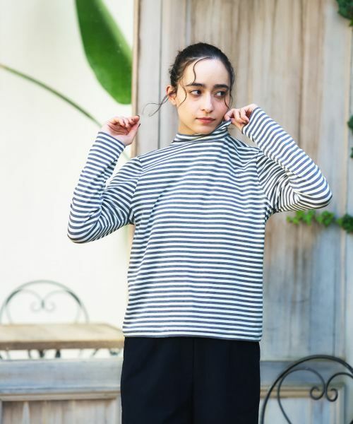 CARA O CRUZ / キャラ・オ・クルス カットソー | ハイネックボーダーカットソー【CoC by CARA O CRUZ】 | 詳細11