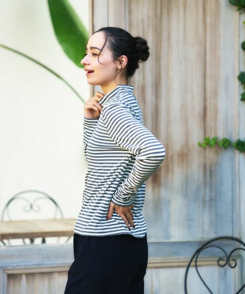 CARA O CRUZ / キャラ・オ・クルス カットソー | ハイネックボーダーカットソー【CoC by CARA O CRUZ】 | 詳細12