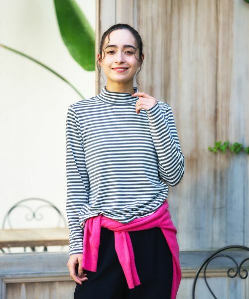 CARA O CRUZ / キャラ・オ・クルス カットソー | ハイネックボーダーカットソー【CoC by CARA O CRUZ】 | 詳細2