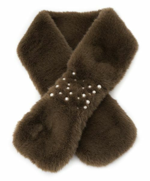 CARA O CRUZ / キャラ・オ・クルス マフラー・ショール・スヌード・ストール | ビジュー付き フェイクファーストール | 詳細12