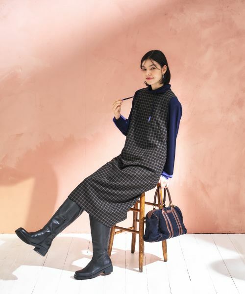 CARA O CRUZ / キャラ・オ・クルス ロング・マキシ丈ワンピース | チェック柄ジャンパースカート | 詳細10