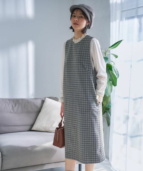 CARA O CRUZ / キャラ・オ・クルス ロング・マキシ丈ワンピース | チェック柄ジャンパースカート | 詳細12