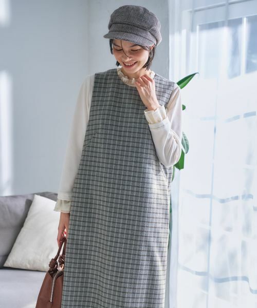 CARA O CRUZ / キャラ・オ・クルス ロング・マキシ丈ワンピース | チェック柄ジャンパースカート | 詳細13