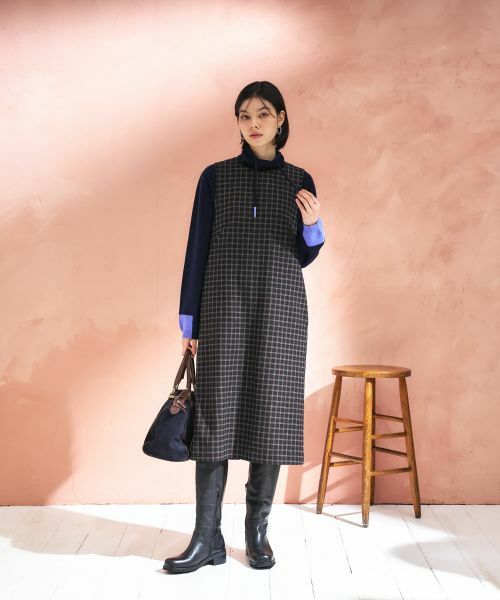 CARA O CRUZ / キャラ・オ・クルス ロング・マキシ丈ワンピース | チェック柄ジャンパースカート | 詳細14