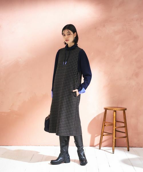 CARA O CRUZ / キャラ・オ・クルス ロング・マキシ丈ワンピース | チェック柄ジャンパースカート | 詳細16
