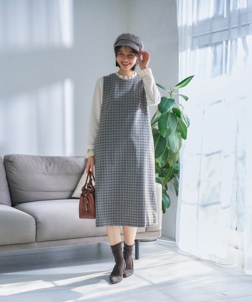CARA O CRUZ / キャラ・オ・クルス ロング・マキシ丈ワンピース | チェック柄ジャンパースカート | 詳細22