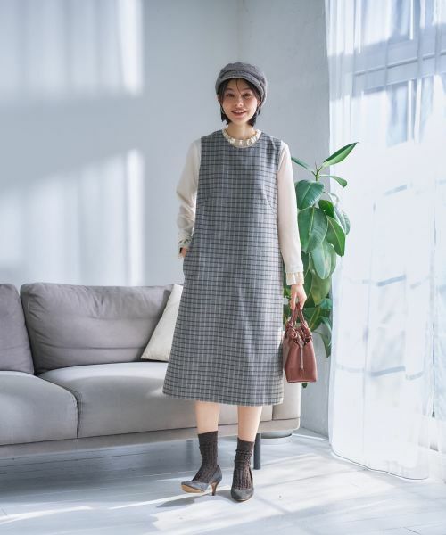 CARA O CRUZ / キャラ・オ・クルス ロング・マキシ丈ワンピース | チェック柄ジャンパースカート | 詳細24