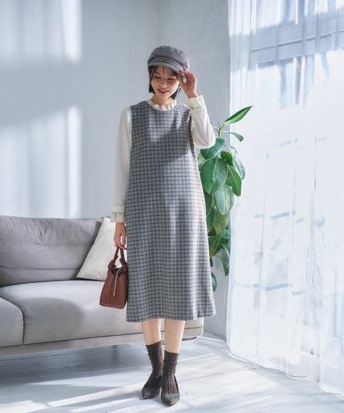 CARA O CRUZ / キャラ・オ・クルス ロング・マキシ丈ワンピース | チェック柄ジャンパースカート | 詳細25