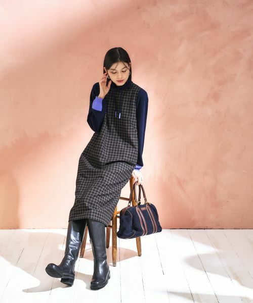 CARA O CRUZ / キャラ・オ・クルス ロング・マキシ丈ワンピース | チェック柄ジャンパースカート | 詳細8