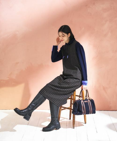 CARA O CRUZ / キャラ・オ・クルス ロング・マキシ丈ワンピース | チェック柄ジャンパースカート | 詳細9