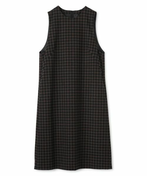 CARA O CRUZ / キャラ・オ・クルス ロング・マキシ丈ワンピース | チェック柄ジャンパースカート(ダークブラウン系)