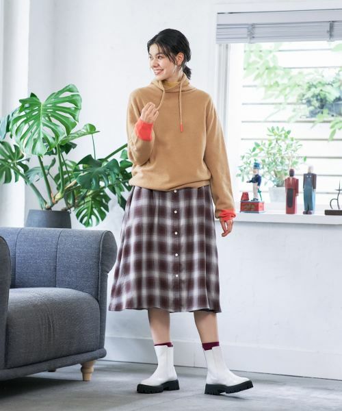 CARA O CRUZ / キャラ・オ・クルス ニット・セーター | 襟ドロストの配色袖ニット | 詳細17