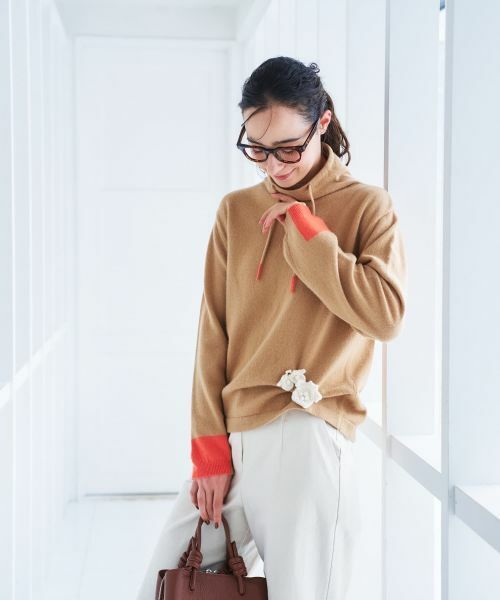 CARA O CRUZ / キャラ・オ・クルス ニット・セーター | 襟ドロストの配色袖ニット | 詳細2