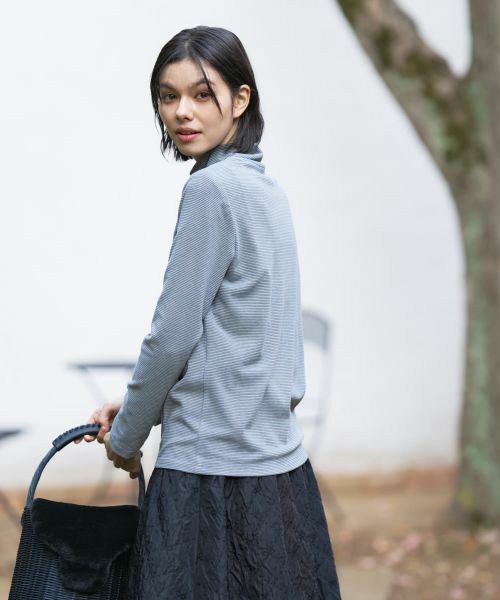 CARA O CRUZ / キャラ・オ・クルス カットソー | ナローボーダーハイネックカットソー | 詳細5