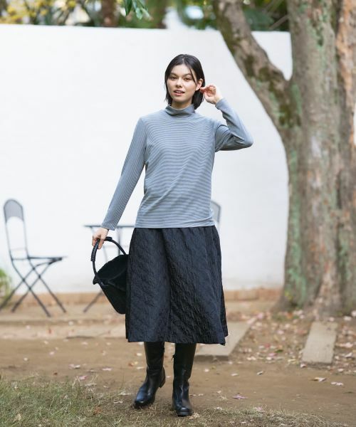 CARA O CRUZ / キャラ・オ・クルス カットソー | ナローボーダーハイネックカットソー | 詳細9