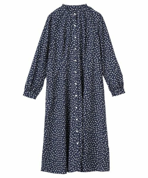 CARA O CRUZ / キャラ・オ・クルス ドレス | あらえる 花柄スタンドカラーワンピース【CoC by CARA O CRUZ】（ネイビー）