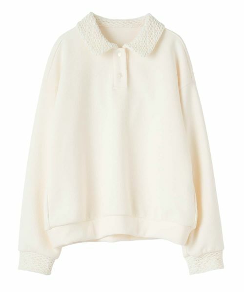 CARA O CRUZ / キャラ・オ・クルス スウェット | 洗える レース編み襟プルオーバー【CoC by CARA O CRUZ】（アイボリー系）
