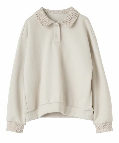 CARA O CRUZ / キャラ・オ・クルス スウェット | 洗える レース編み襟プルオーバー【CoC by CARA O CRUZ】（ライトベージュ）
