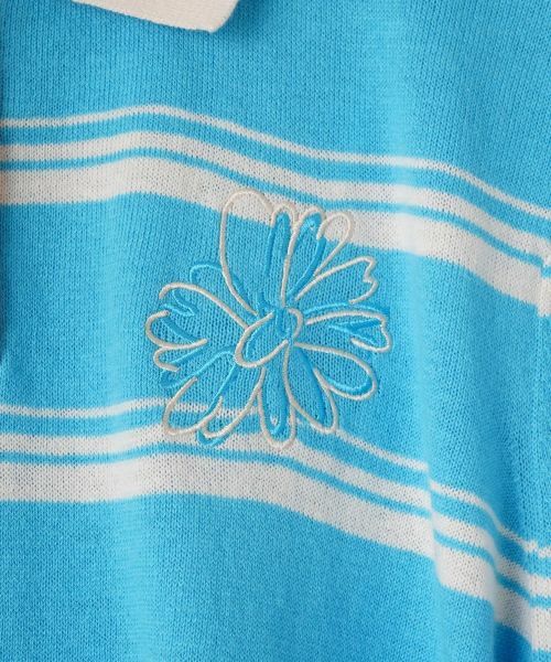 CARA O CRUZ / キャラ・オ・クルス ニット・セーター | ボーダー花刺繍ポロニット | 詳細28
