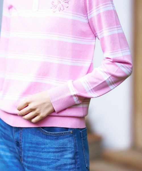 CARA O CRUZ / キャラ・オ・クルス ニット・セーター | ボーダー花刺繍ポロニット | 詳細30