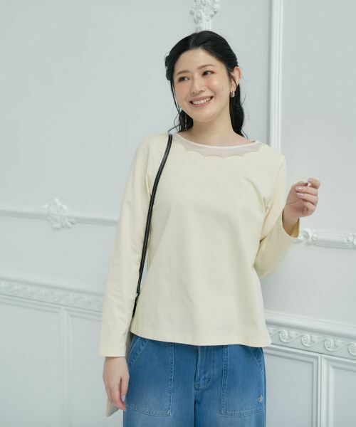 CARA O CRUZ / キャラ・オ・クルス シャツ・ブラウス | スカラップ切替ブラウス | 詳細5