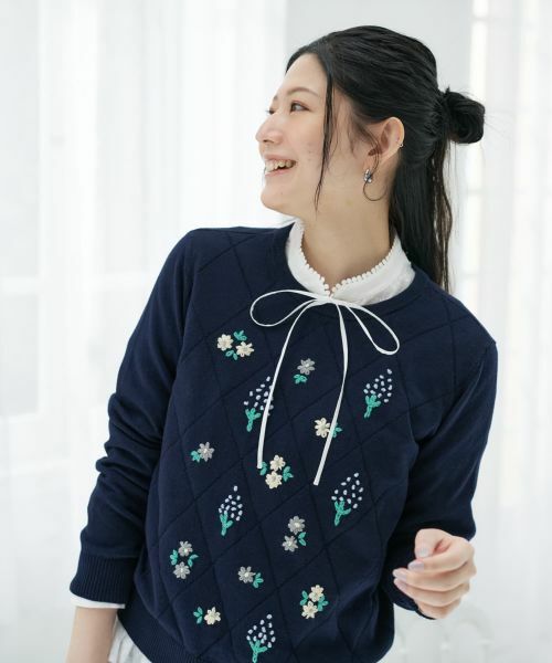 CARA O CRUZ / キャラ・オ・クルス ニット・セーター | 刺繍クルーネックニット【CoC by CARA O CRUZ】 | 詳細8