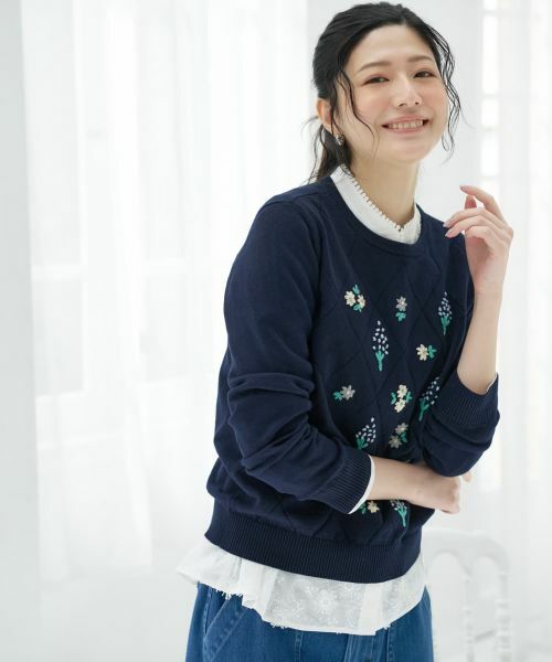 CARA O CRUZ / キャラ・オ・クルス ニット・セーター | 刺繍クルーネックニット【CoC by CARA O CRUZ】 | 詳細9