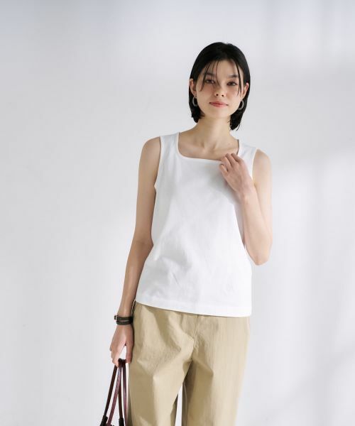 CARA O CRUZ / キャラ・オ・クルス カットソー | 洗えるスクエアネックタンクトップ | 詳細5