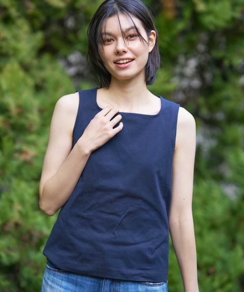 CARA O CRUZ / キャラ・オ・クルス カットソー | 洗えるスクエアネックタンクトップ（ネイビー）