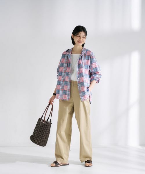 CARA O CRUZ / キャラ・オ・クルス シャツ・ブラウス | パッチワーク風チェックフーデッドシャツ | 詳細22