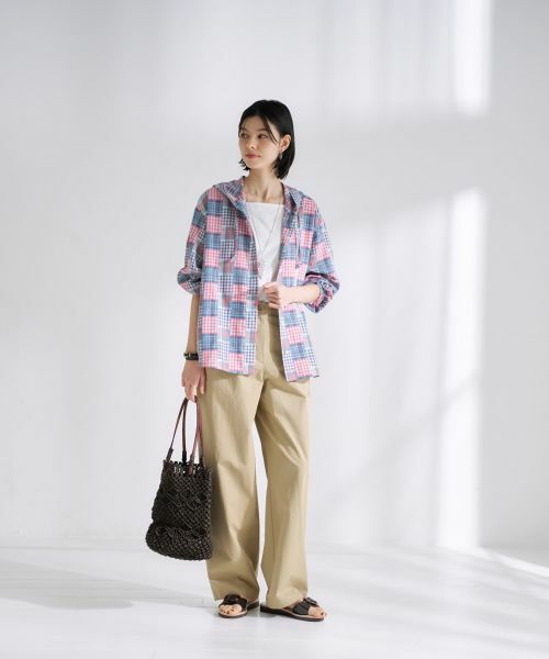 CARA O CRUZ / キャラ・オ・クルス シャツ・ブラウス | パッチワーク風チェックフーデッドシャツ | 詳細24