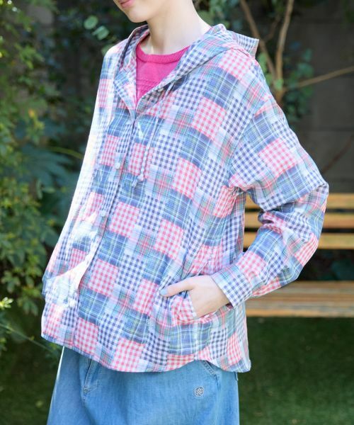 CARA O CRUZ / キャラ・オ・クルス シャツ・ブラウス | パッチワーク風チェックフーデッドシャツ | 詳細30