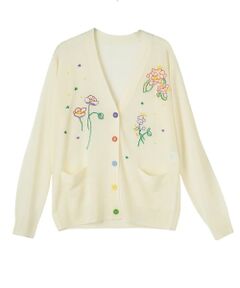 CARA O CRUZ / キャラ・オ・クルス カーディガン・ボレロ | フローラル刺繍Vネックカーディガン【CoC by CARA O CRUZ】