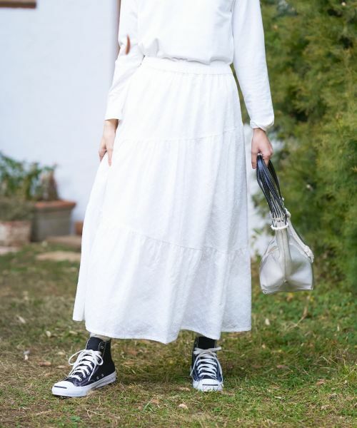 CARA O CRUZ / キャラ・オ・クルス ミニ・ひざ丈スカート | 洗えるレースティアードロングスカート | 詳細1