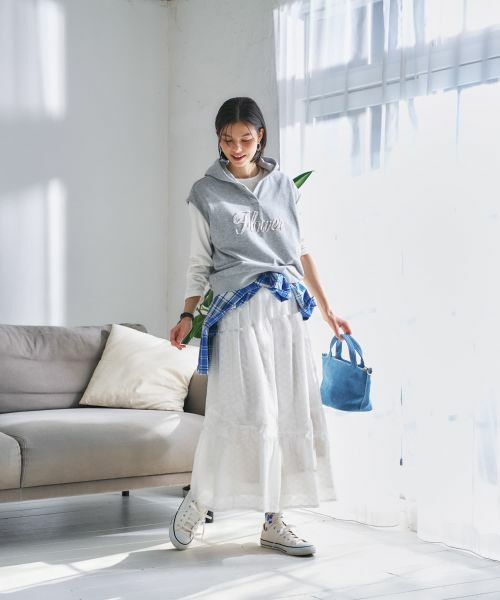 CARA O CRUZ / キャラ・オ・クルス ミニ・ひざ丈スカート | 洗えるレースティアードロングスカート | 詳細21