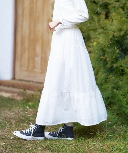 CARA O CRUZ / キャラ・オ・クルス ミニ・ひざ丈スカート | 洗えるレースティアードロングスカート | 詳細3