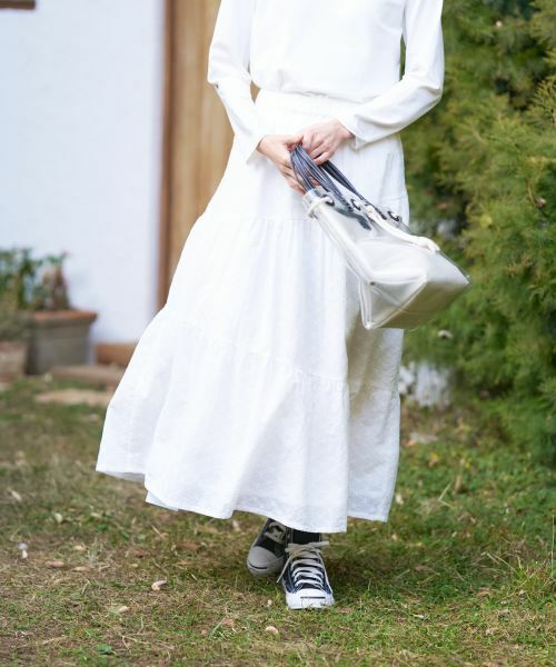 CARA O CRUZ / キャラ・オ・クルス ミニ・ひざ丈スカート | 洗えるレースティアードロングスカート（アイボリー）