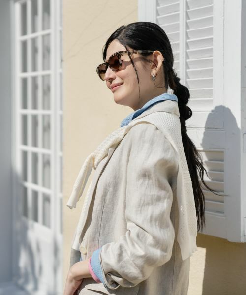 CARA O CRUZ / キャラ・オ・クルス その他小物 | 肩掛けカーデ風 透かし編み変形ストール | 詳細3