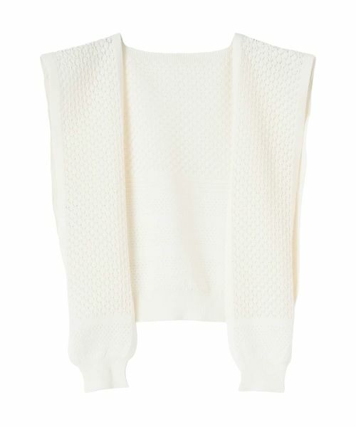 CARA O CRUZ / キャラ・オ・クルス その他小物 | 肩掛けカーデ風 透かし編み変形ストール | 詳細6