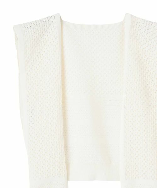 CARA O CRUZ / キャラ・オ・クルス その他小物 | 肩掛けカーデ風 透かし編み変形ストール | 詳細8