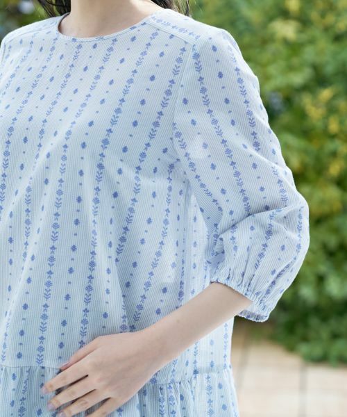 CARA O CRUZ / キャラ・オ・クルス シャツ・ブラウス | 洗える 切替幾何学柄ブラウス【DEVEAUX】 | 詳細13