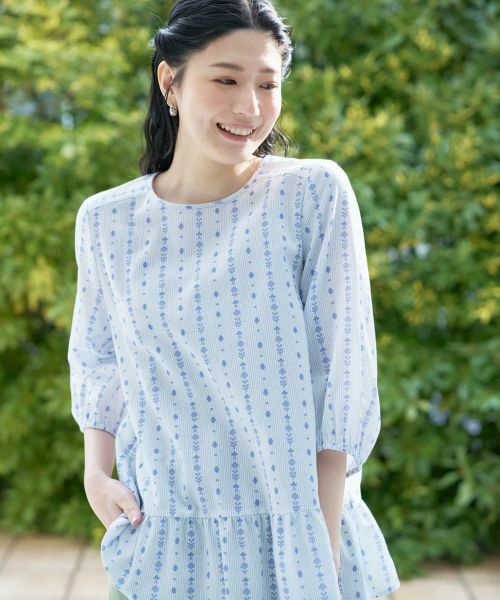 CARA O CRUZ / キャラ・オ・クルス シャツ・ブラウス | 洗える 切替幾何学柄ブラウス【DEVEAUX】 | 詳細2