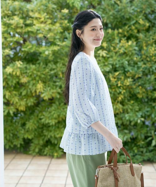 CARA O CRUZ / キャラ・オ・クルス シャツ・ブラウス | 洗える 切替幾何学柄ブラウス【DEVEAUX】 | 詳細4