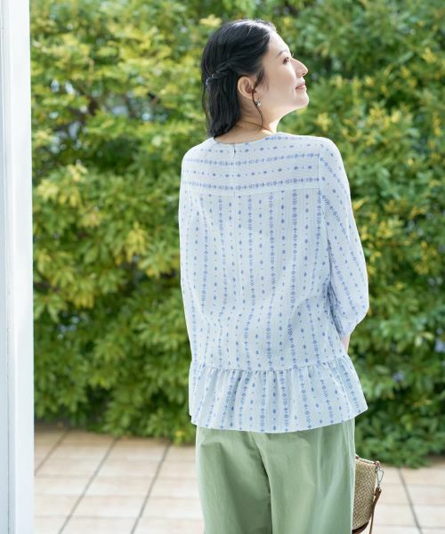 CARA O CRUZ / キャラ・オ・クルス シャツ・ブラウス | 洗える 切替幾何学柄ブラウス【DEVEAUX】 | 詳細5